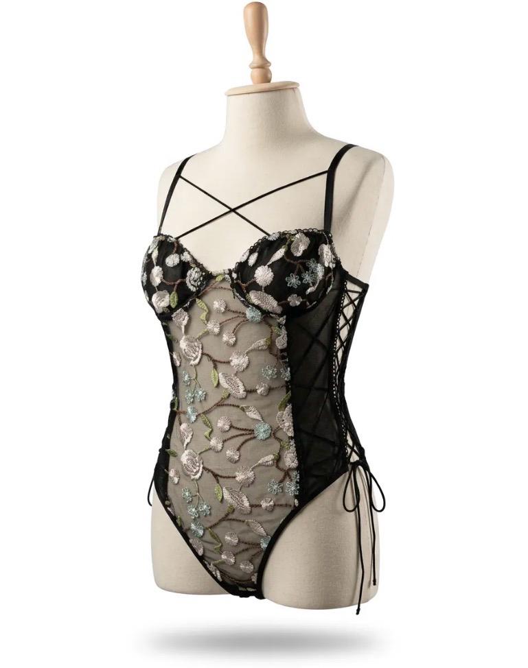 SoftBlack Flower Bodysuit