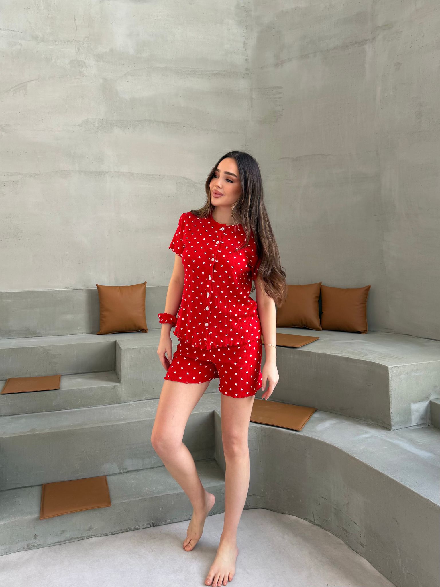 Kısa Kalpli Pinterest Pijama Takımı